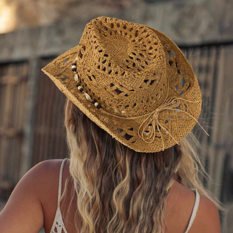 1pc Boho Shell Hollow Out Stra - Cowboy Hat Straw recensie en prijs