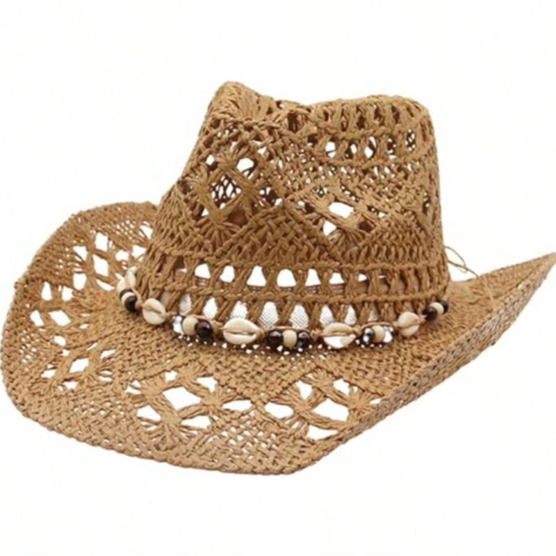 1pc Boho Shell Hollow Out Stra - Cowboy Hat Straw recensie en prijs