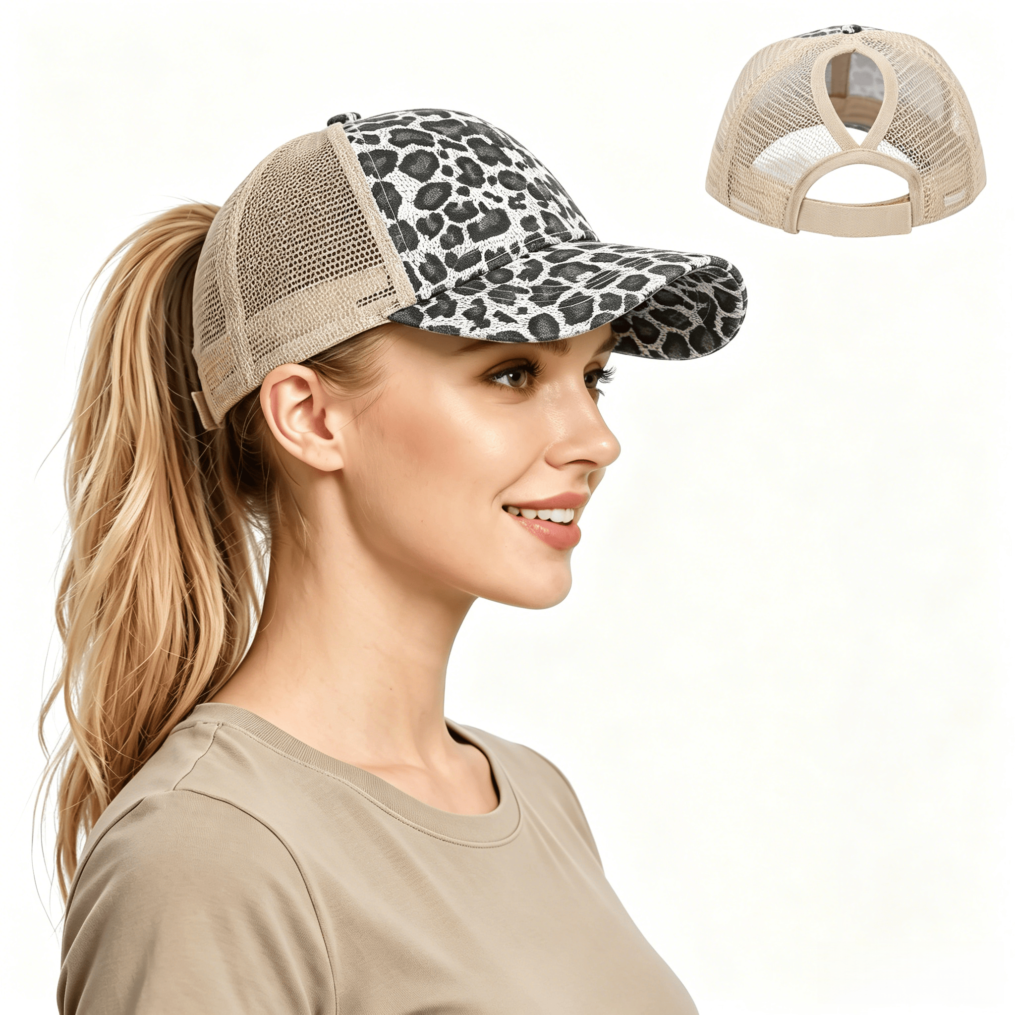 Leopard Adjustable Ponytail Ba - Golf Cap Dad recensie en prijs